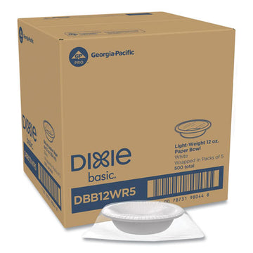 Dixie® Everyday Disposable Dinnerware, Wrapped In Packs Of 5, Bowl, 12 Oz, White, 5-pack, 100 Packs-carton freeshipping - TVN Wholesale